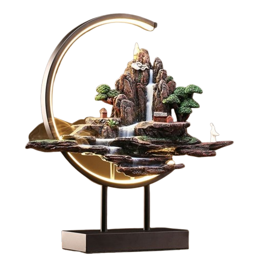 Incense lamp with Misty Mountain Landscape