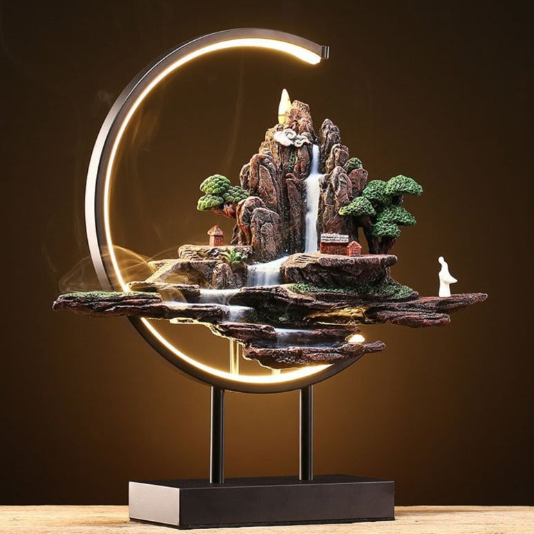 Incense lamp with Misty Mountain Landscape