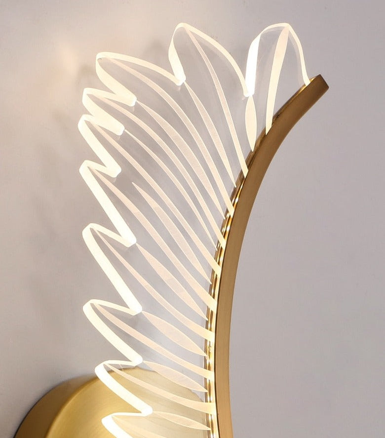 Wall Lamp with Nature-Inspired Golden Wing Motif