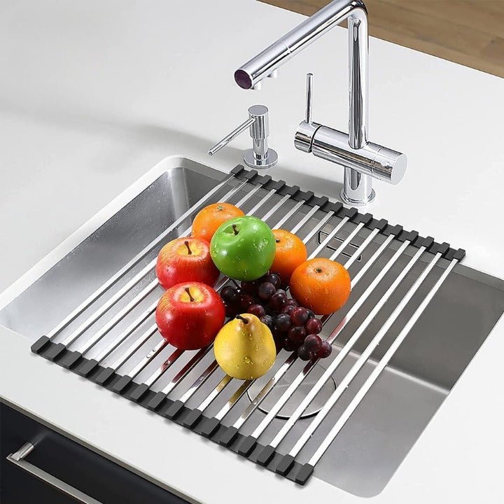 Foldable dish rack - space-saving - stylish - practical for any kitchen