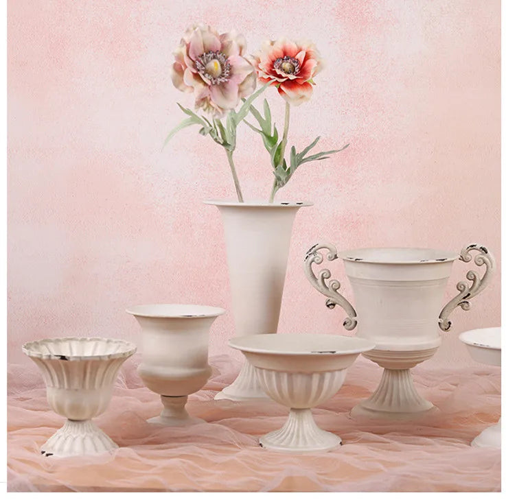 European Vintage Chalice Vase Made of Iron