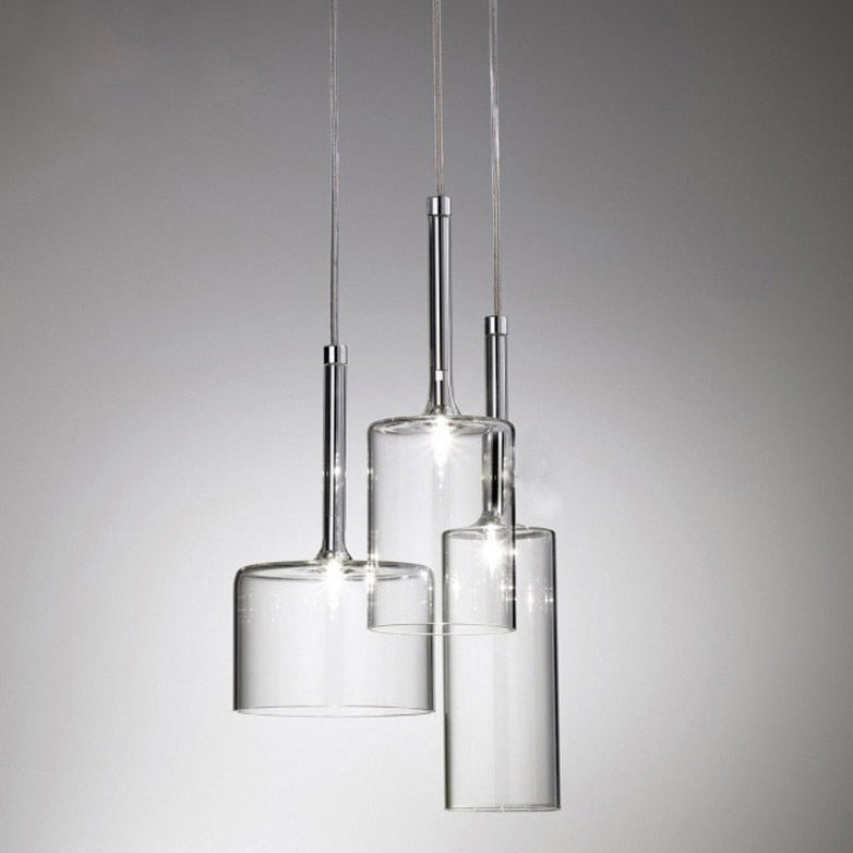 Pendant lamp for the dining table made of glass