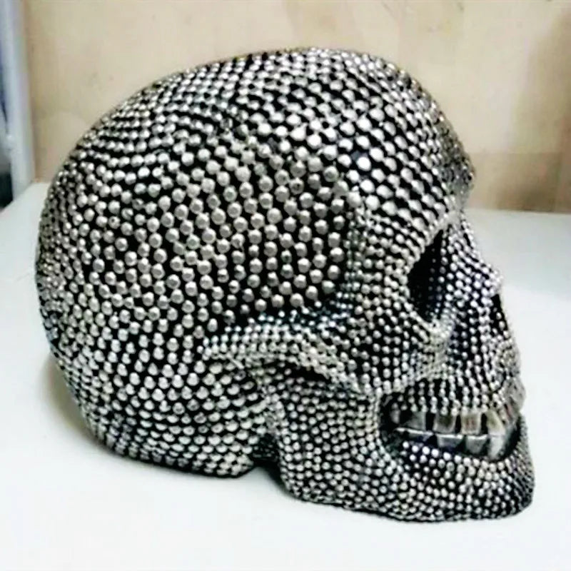BUF Large Silver/Gold Skull Statue Resin Craft Decorative Ornaments Halloween Decoration Sculpture Home Decor Figures