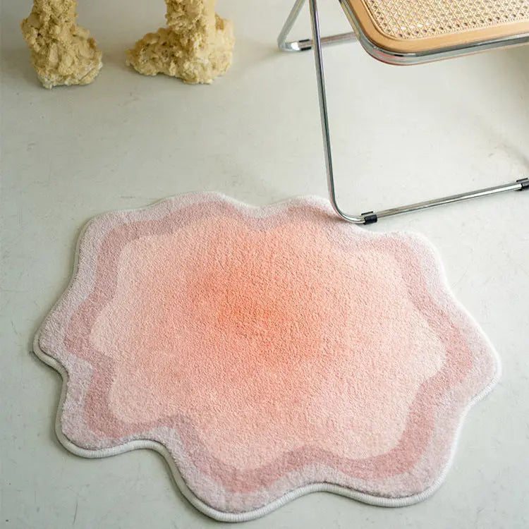 Soft Gradient Wavy Edge Bathroom Mat