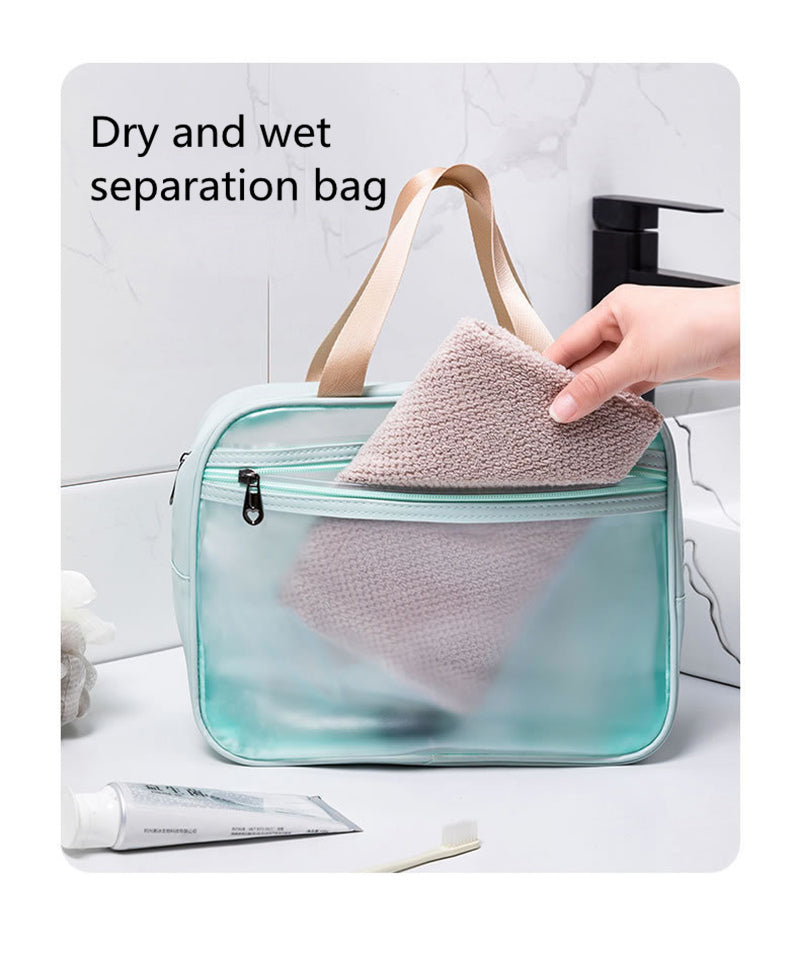 Waterproof Cosmetic Organizer Travel Bag with Wet-Dry Compartment