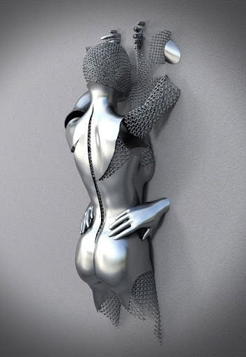 Metal Figure Statues Styles Abstract Canvas Painting Couples Wall Art Love Sculpture Poster Print Home Decor Living Room Gifts