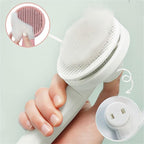 Self-cleaning cat brush for less hair loss