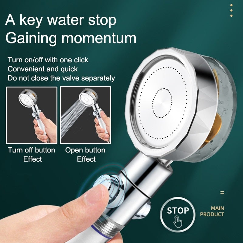 Ober® Water-saving Flow 360° swiveling high-pressure shower, with luxurious packaging