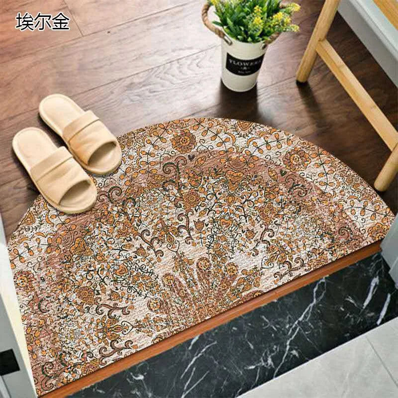 Bohemian non-slip semicircular doormat