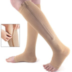support stockings with zip for comfortable compression & easy handling