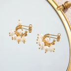 18k Dainty Pearl Droplet Dangle Earrings