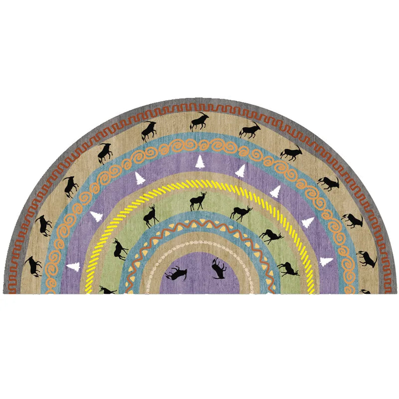 Bohemian non-slip semicircular doormat