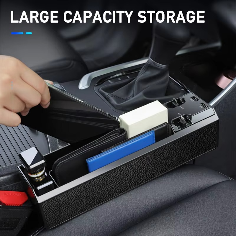 Car Seat Gap Storage Box with Charging Cable