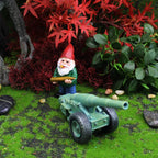 2-Piece Set Mini Wax Gnome Figurine with Cannon