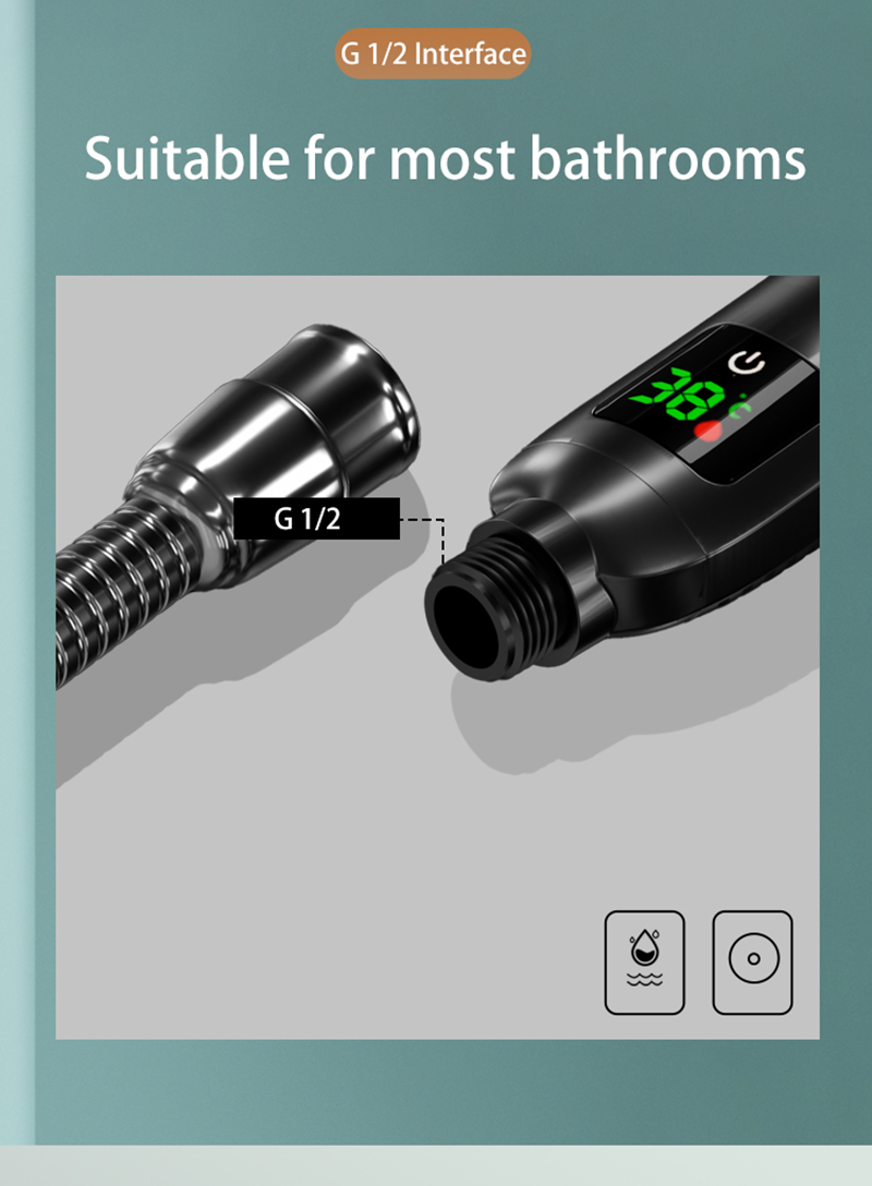 Shower head with temperature display on sale