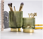 Elise Gold Foil Glass Makeup Halter & Organizer