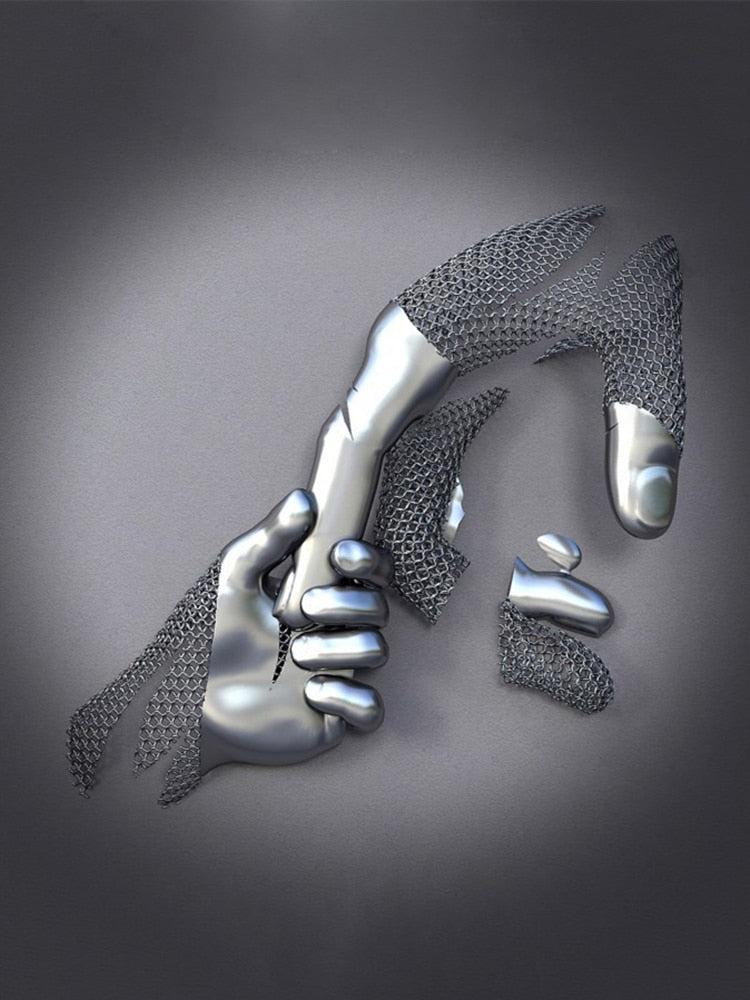 Metal Figure Statues Styles Abstract Canvas Painting Couples Wall Art Love Sculpture Poster Print Home Decor Living Room Gifts
