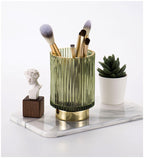 Elise Gold Foil Glass Makeup Halter & Organizer