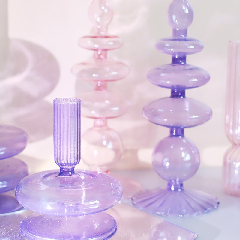 Lilac Candle Holder made of Glass