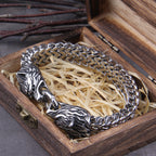 Silver Viking Bracelet "WolfBand" – Handmade with Fenrir Motif