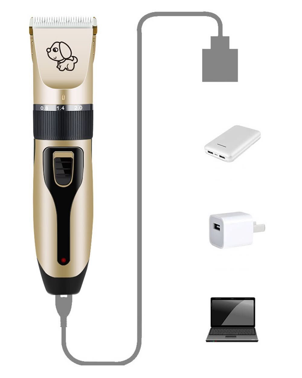 Professional dog trimmer with brush for all coat types