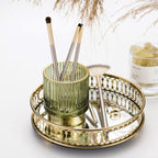 Elise Gold Foil Glass Makeup Halter & Organizer