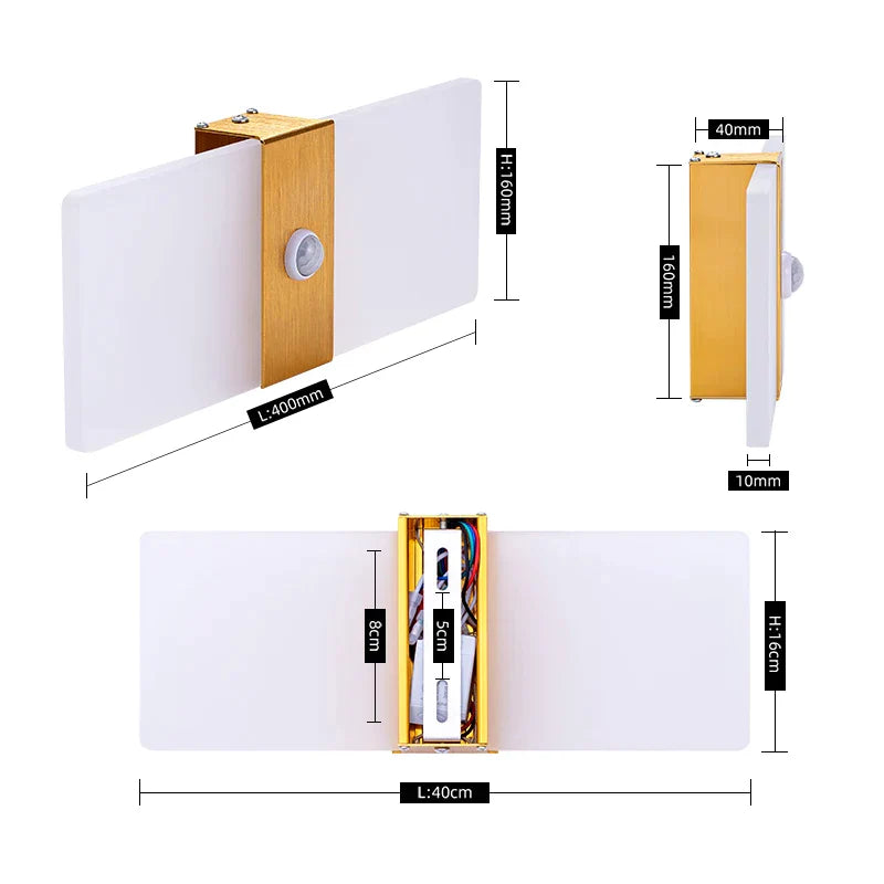 Wall light with motion sensor, drawing, aluminum, acrylic, decoration, lighting, wall light, interior, kitchen, bedroom, hallway, corridor