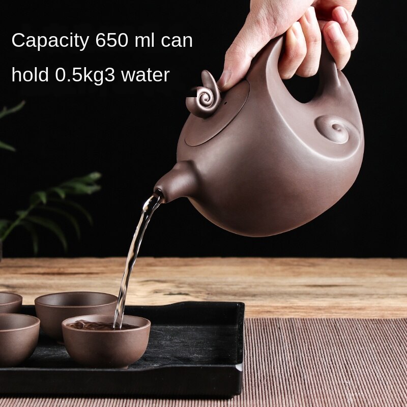 Large Capacity Household Handmade Purple Sand Teapot Chinese Tea Set Yixing Zisha Zhu Clay Ball Filter Bubble Teapot Moon Pot