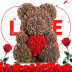 Rose Teddy Bear with Handmade Foam Roses – 40cm