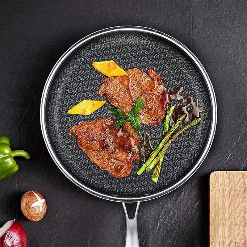 KitchenPro Non-Stick Stainless Steel Frying Pan – Scratch-Resistant & Energy-Efficient