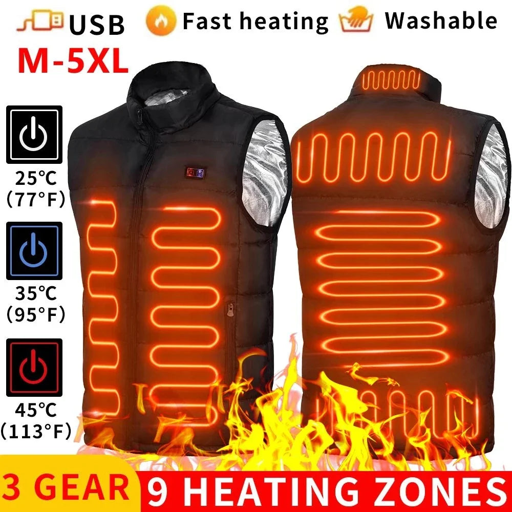 Heated jacket with 9 heating zones | USB heat jacket for women & men | Graphene heating technology for outdoor, camping & sports | ThermoVenture