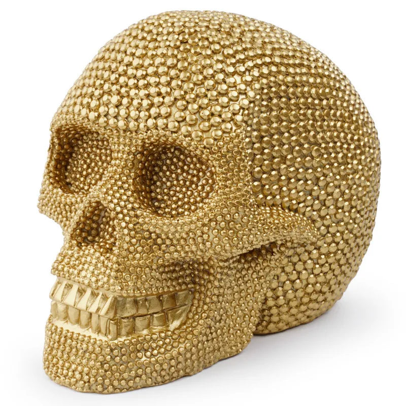 BUF Large Silver/Gold Skull Statue Resin Craft Decorative Ornaments Halloween Decoration Sculpture Home Decor Figures