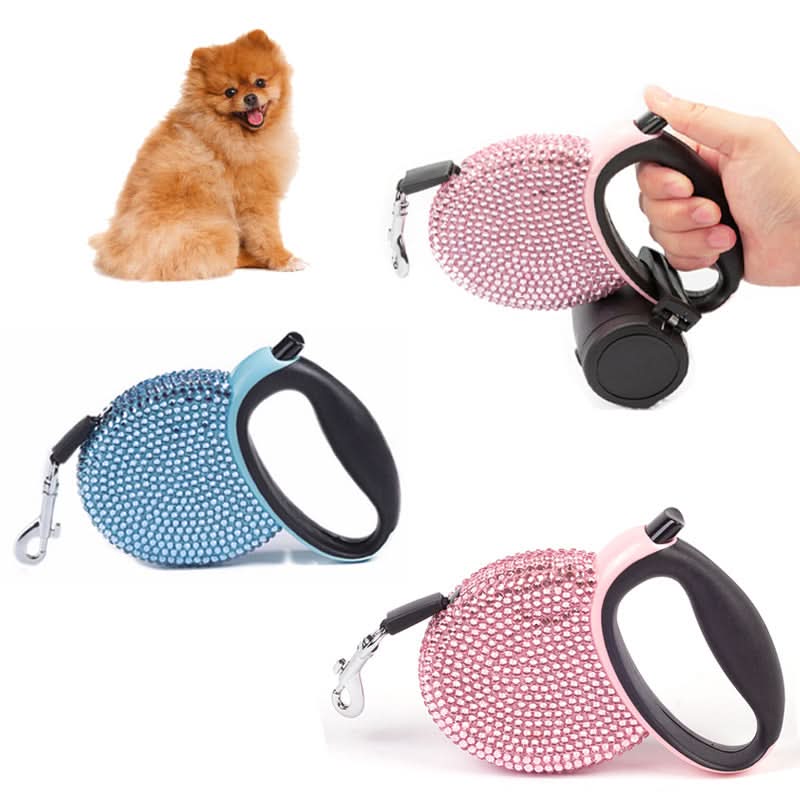 Luxury Retractable Leash with Rhinestones for Small Dogs & Cats