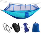 2-Person Outdoor Hammock with Mosquito Net - Portable Parachute Fabric Camping Bed