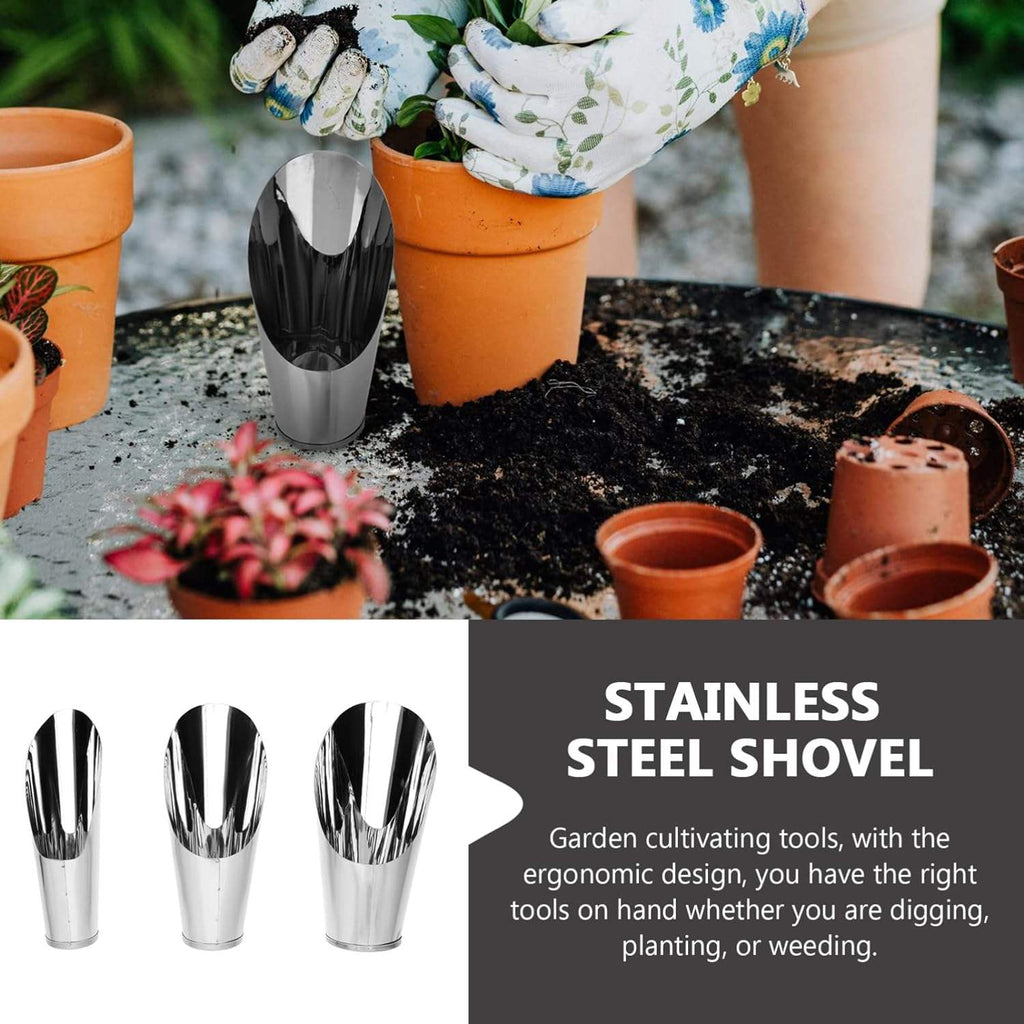 Stainless Steel Scoop for Potting Soil – Robust Planting Scoop for Garden and Balcony