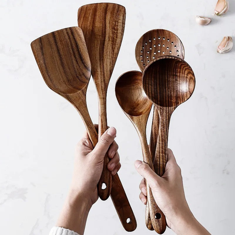 TeakChef 7-piece Kitchen Tool Set – Premium Teak Kitchen Tools for Style & Functionality