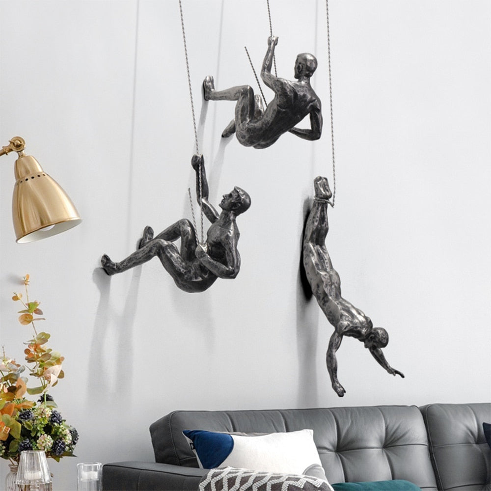 CraftedClimb Climbing Figures Wall Decoration – Inspiring Wall Art of Resin and Iron