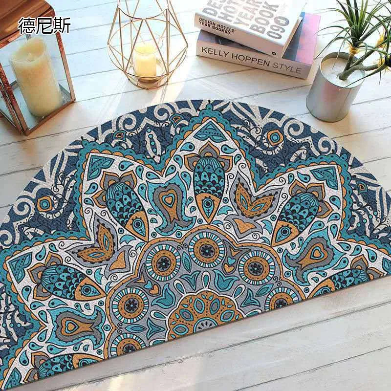 Bohemian non-slip semicircular doormat