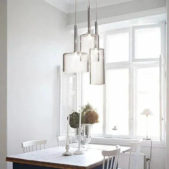 Pendant lamp for the dining table made of glass