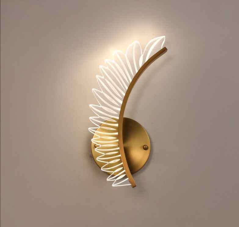Wall Lamp with Nature-Inspired Golden Wing Motif