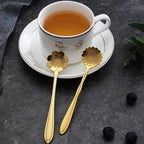 8-piece stainless steel teaspoon set with flower design