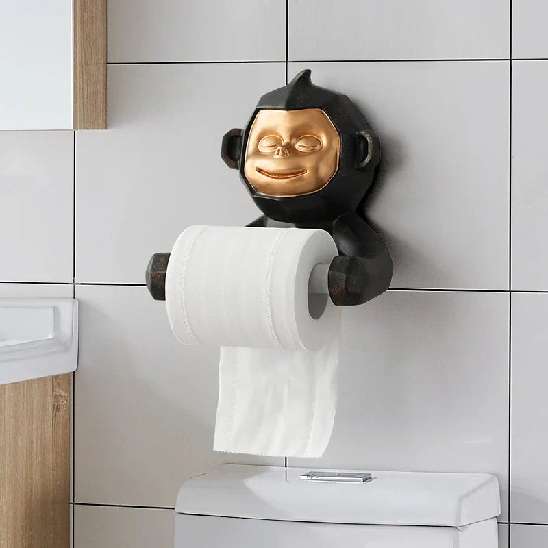 Happy Monkey Resin Toilet Paper Holder
