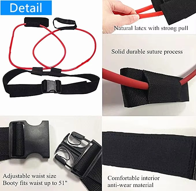 Resistance Training Belt with Elastic Bands for Squats, Leg Strength and Agility Workouts