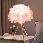 Table Lamp - FeatherLux - Dimmable Light - Elegant Feather Design