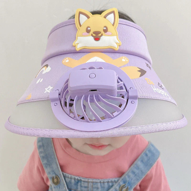 Children's Sun Hat with Fan – Adjustable Summer Hat with Frog Design