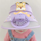 Children's Sun Hat with Fan – Adjustable Summer Hat with Frog Design