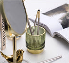 Elise Gold Foil Glass Makeup Halter & Organizer