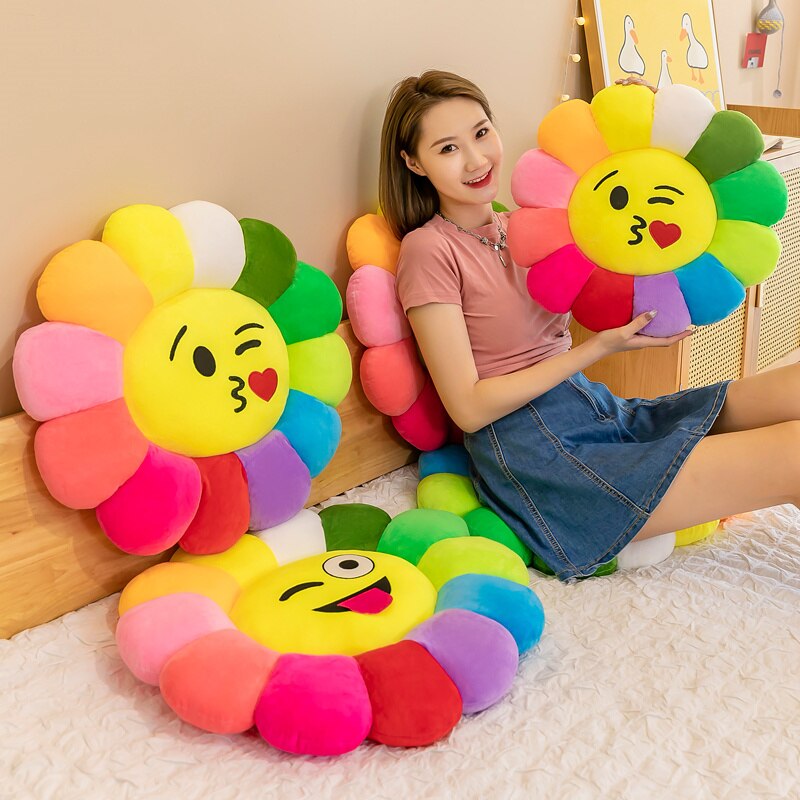 Colorful Sunflower Plush Comfort Seat Cushion