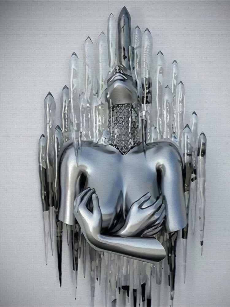 Metal Figure Statues Styles Abstract Canvas Painting Couples Wall Art Love Sculpture Poster Print Home Decor Living Room Gifts
