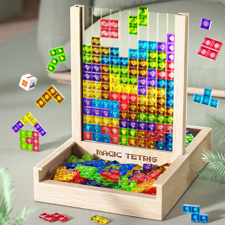 Magical Tetris Game Made of Wood (Standard Model)